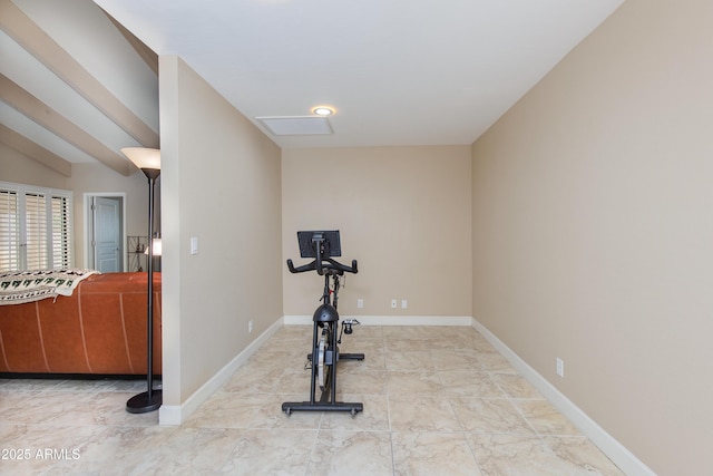 workout area with baseboards
