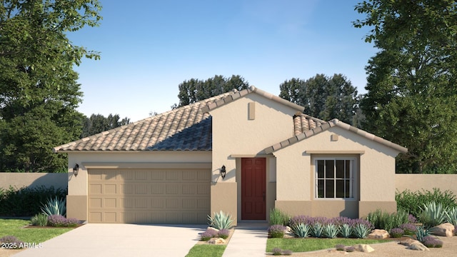 view of front of property with a garage