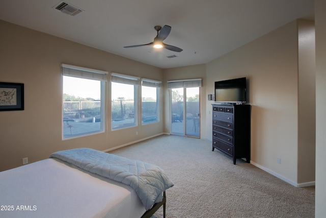 14045 E Geronimo Rd, Scottsdale, AZ 85259 - bedroom featuring baseboards, visible vents, carpet, and access to exterior