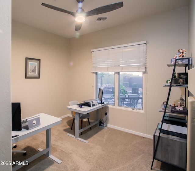 14045 E Geronimo Rd, Scottsdale, AZ 85259 - office space featuring visible vents, a ceiling fan, baseboards, and light carpet