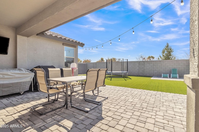 view of patio / terrace with a trampoline