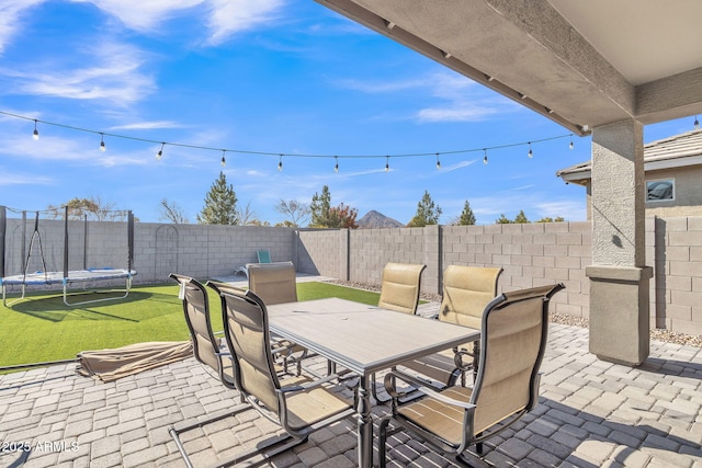 view of patio / terrace featuring a trampoline