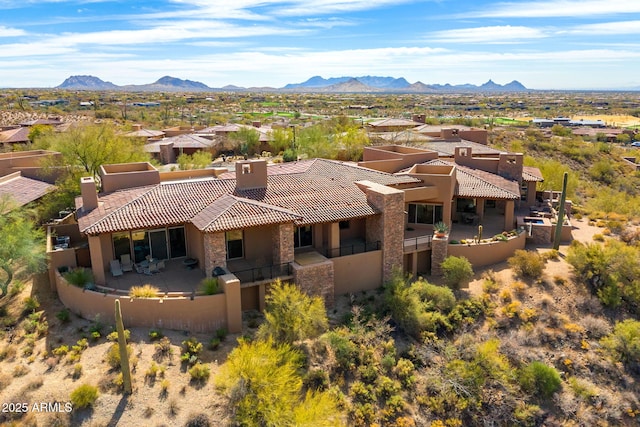 bird's eye view with a residential view and a mountain view