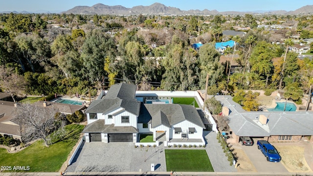 aerial view with a mountain view