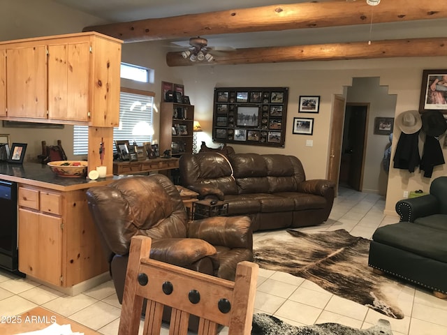 39281 Ave 61 Unit 1/2, Salome, AZ 85348 - living area with a ceiling fan and light tile patterned floors
