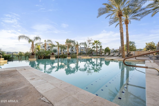 view of swimming pool featuring a patio