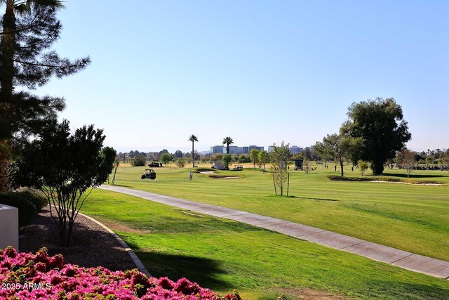 view of property's community featuring a lawn