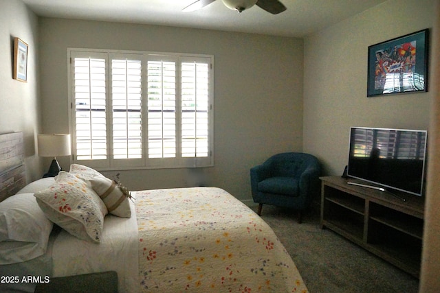 bedroom featuring carpet floors and a ceiling fan