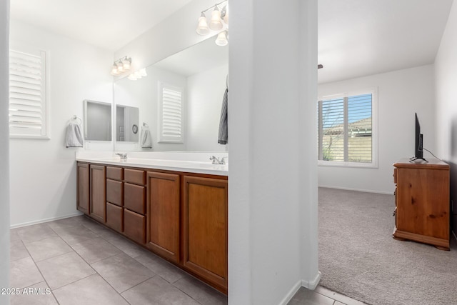 bathroom featuring vanity and tile patterned flooring