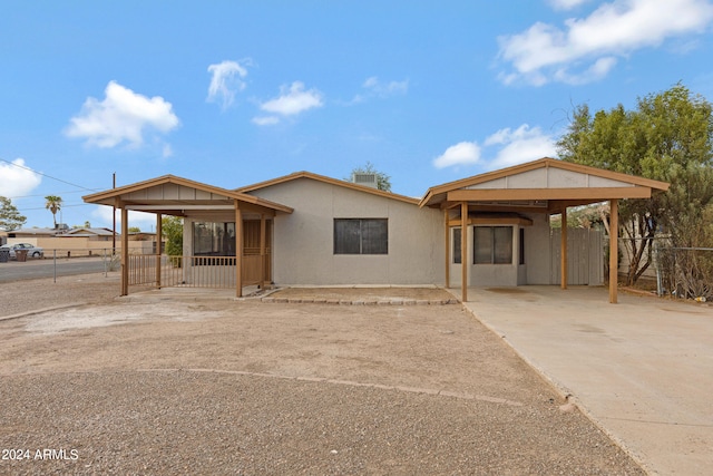 view of single story home