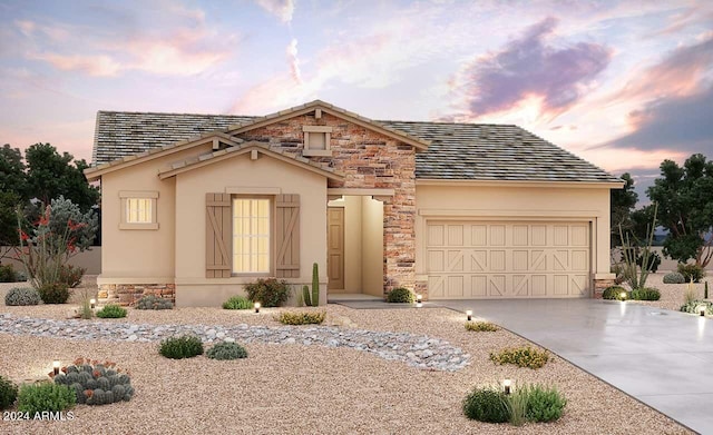 view of front facade featuring a garage