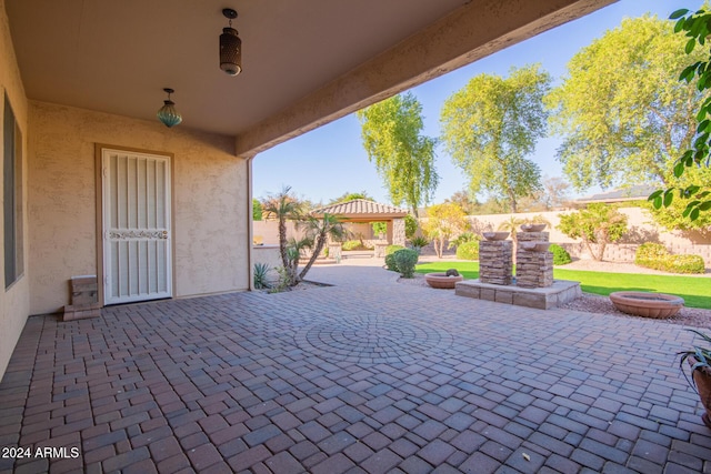 view of patio / terrace with a gazebo