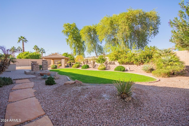 view of yard with a gazebo