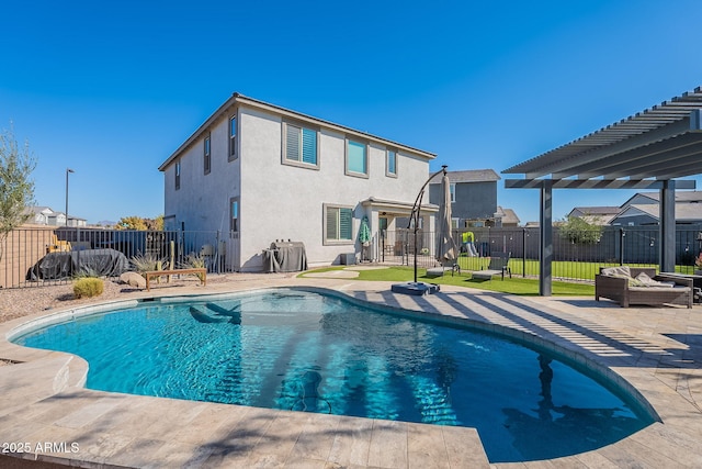 view of pool with a pergola and a patio