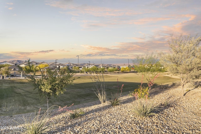 view of yard at dusk