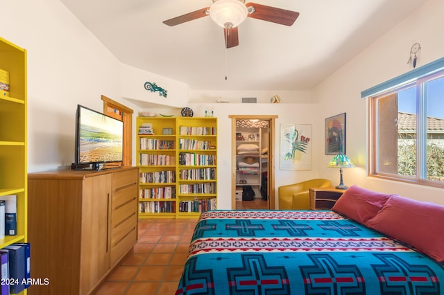 bedroom featuring dark tile patterned floors