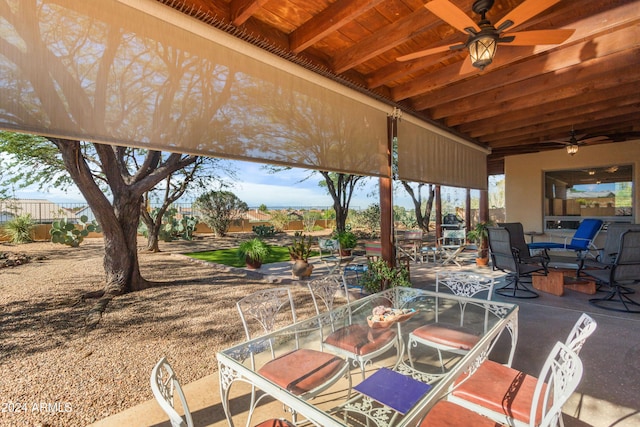 view of patio / terrace featuring ceiling fan