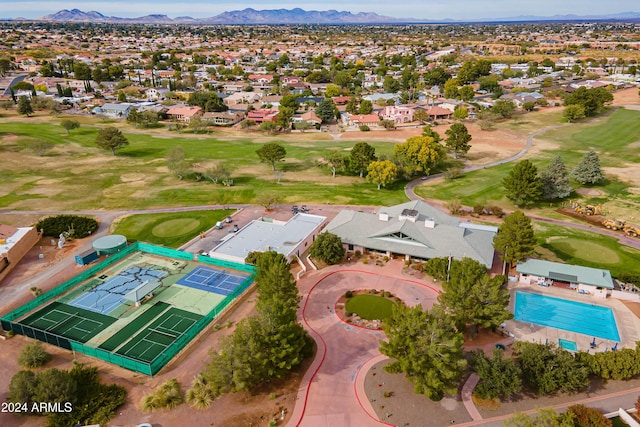 aerial view with a mountain view