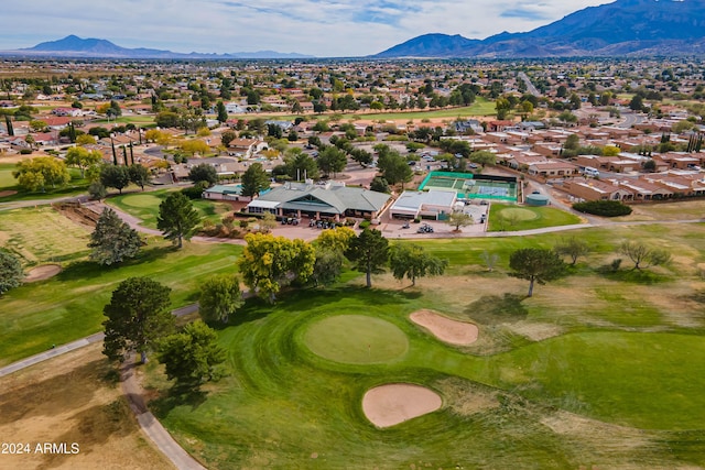 drone / aerial view with a mountain view