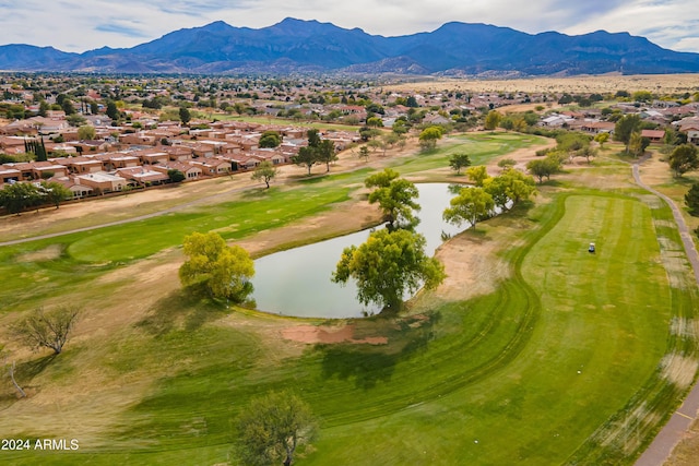 aerial view with a water and mountain view