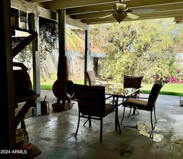 view of patio with ceiling fan