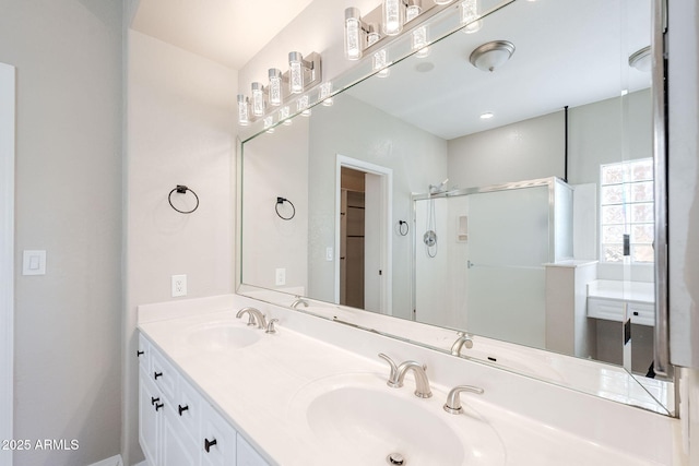 1227 E Sheena Dr, Phoenix, AZ 85022 - full bathroom with a stall shower and double vanity