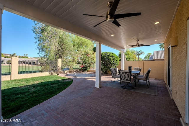 1227 E Sheena Dr, Phoenix, AZ 85022 - view of patio / terrace with a ceiling fan and outdoor dining space