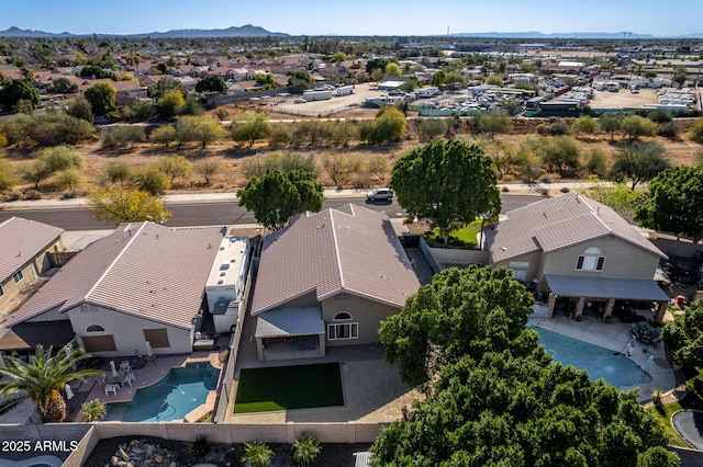 bird's eye view featuring a mountain view