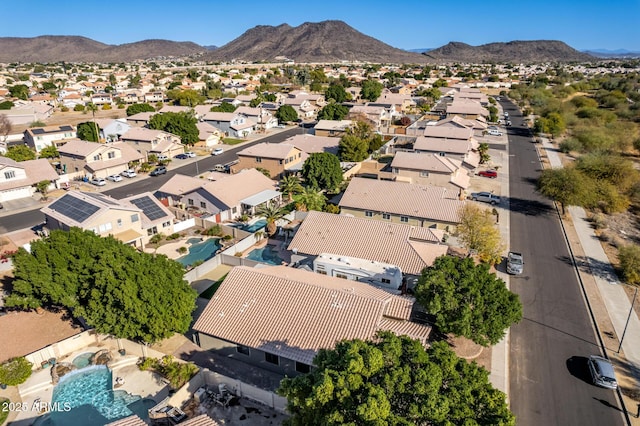 bird's eye view with a mountain view