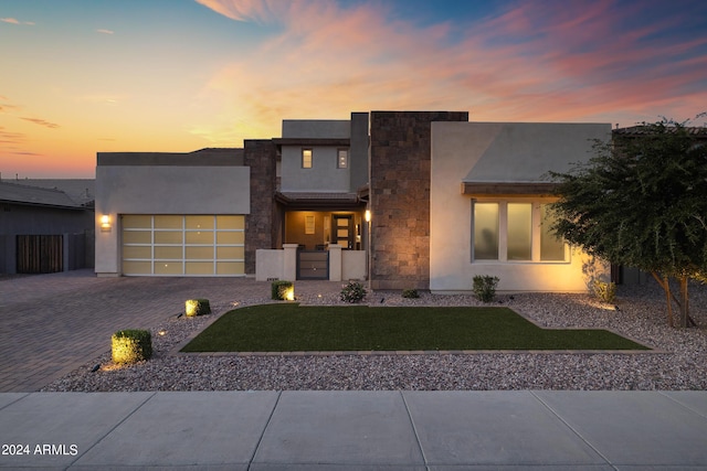 contemporary home featuring a garage