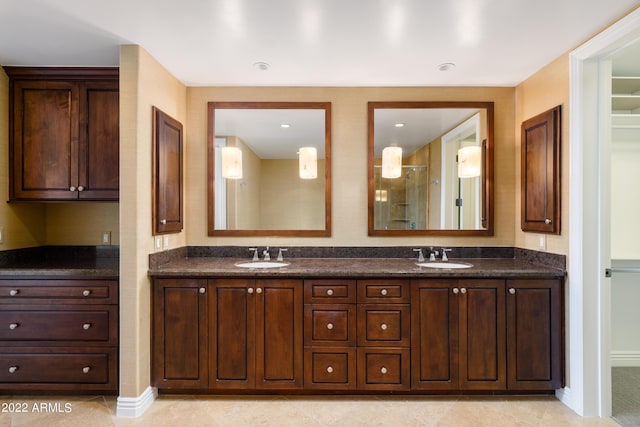 bathroom featuring vanity and tile patterned floors