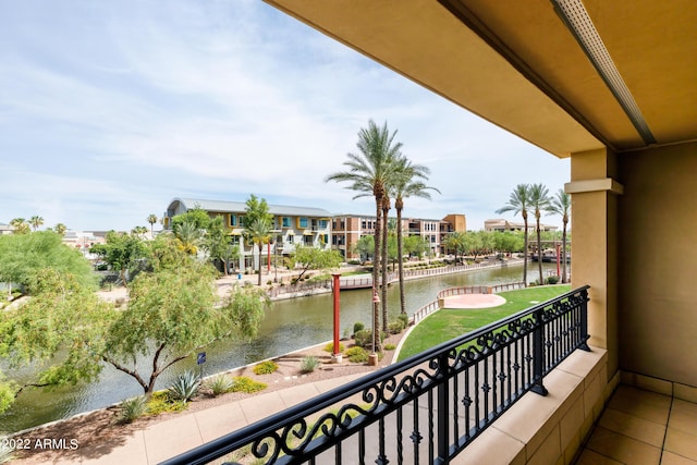 balcony with a water view