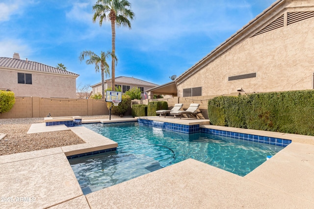 view of pool featuring a patio and pool water feature