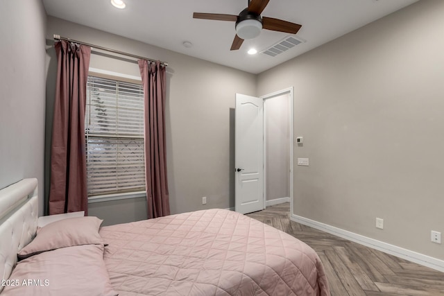 5328 S Wesley Cir, Mesa, AZ 85212 - bedroom featuring baseboards, recessed lighting, and a ceiling fan