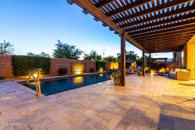 5328 S Wesley Cir, Mesa, AZ 85212 - view of pool with a fenced backyard, a patio, a pergola, and an outdoor living space