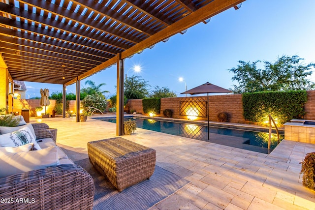 5328 S Wesley Cir, Mesa, AZ 85212 - fenced backyard featuring a pergola, an outdoor living space, and a patio