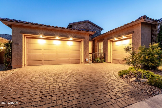 5328 S Wesley Cir, Mesa, AZ 85212 - single story home featuring an attached garage, decorative driveway, stucco siding, and a tile roof
