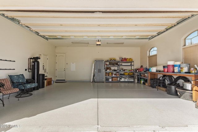 garage with a garage door opener