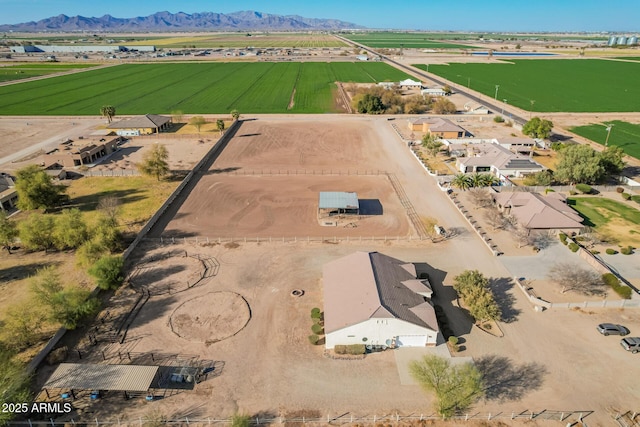 bird's eye view with a mountain view and a rural view