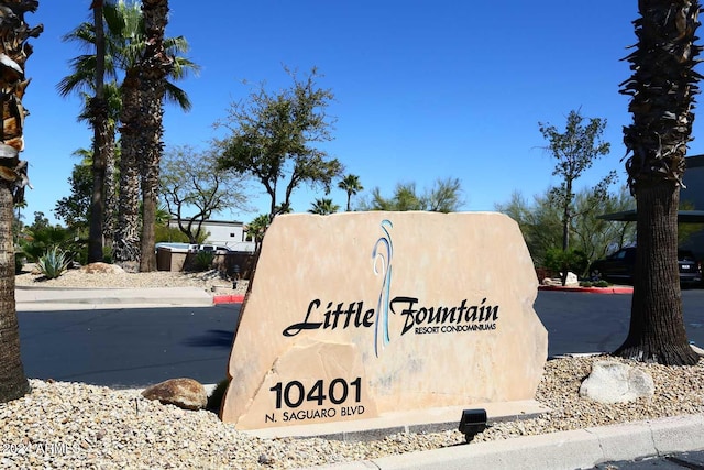 view of community sign