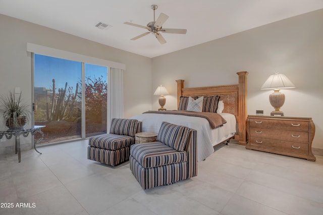 bedroom featuring ceiling fan