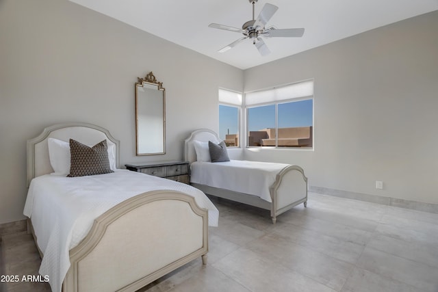 bedroom featuring ceiling fan