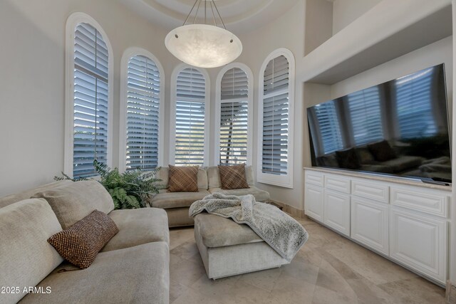 view of tiled living room