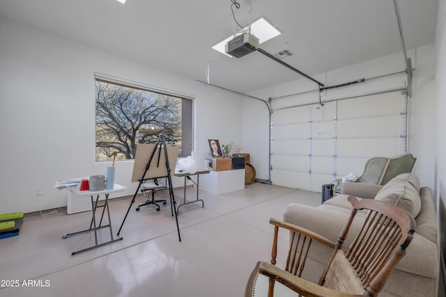 garage with a garage door opener