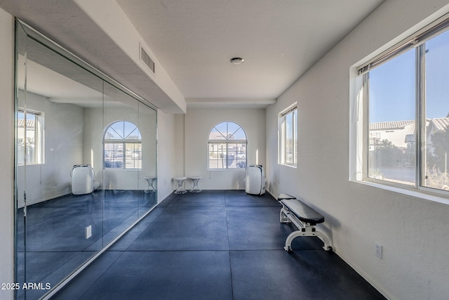 exercise area with a wealth of natural light