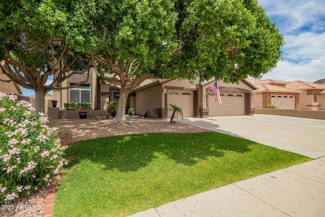 6862 W Honeysuckle Dr, Peoria, AZ 85383 - view of front of property with an attached garage, stucco siding, driveway, and a front yard