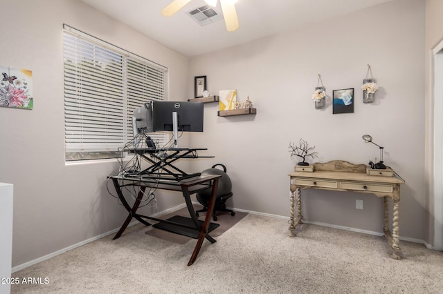 6862 W Honeysuckle Dr, Peoria, AZ 85383 - carpeted home office featuring ceiling fan and baseboards