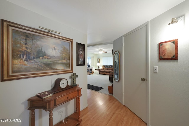 hall featuring light wood-style floors