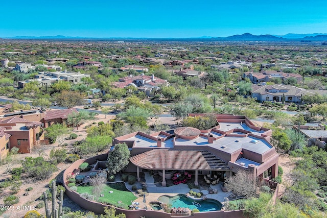 aerial view with a mountain view