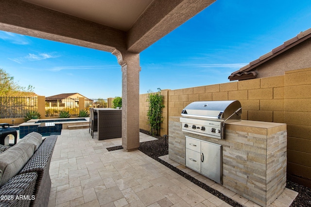 8633 E Kael Cir, Mesa, AZ 85207 - fenced backyard with a jacuzzi and a patio